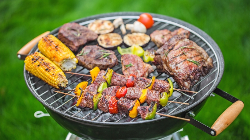 barbecue food being cooked on bbq grill